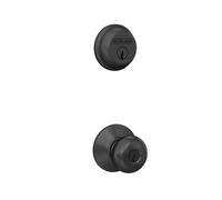 Serrure p ne dormant cylindre simple Schlage FB50 NG PLY 622 et bouton d'entr e cl Plymouth noir mat