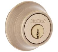 Serrure p ne dormant Kwikset 660 en laiton antique, ronde, pour porte d'entr e ext rieure, cylindre simple, avec protection Microban