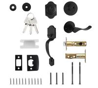 Serrure Pêne Dormant Et Ensemble De Poignée Porte | Anti-Vol Aluminium Pour D'entrée - Quincaillerie Maison Entrée Balcon Salle Bain Patio Cour Extérieure E