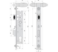 Assa Abloy Serrure piscine 2268.36.0 monopoint double manoeuvre pêne dormant demi-tour 36 mm