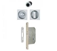 Serrure porte coulissante à condamnation rosace carré - 4921 - chromé satiné HOPPE