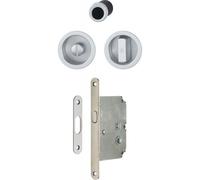 Serrure porte coulissante - à condamnation - rosace - chrome satin HOPPE
