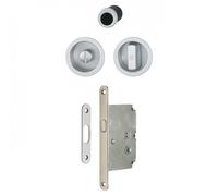 Kit complet pour 1 porte coulissante 4920 HOPPE - WC ronde alu chromé satiné F94-1 - 3948032
