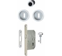Serrure porte coulissante intérieur 4920 argent - clé L - rosaces rondes HOPPE
