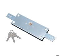 Serrure porte garage horizontale en applique acier 2 points DOM avec cylindre