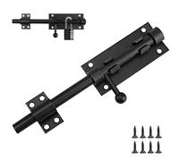 Serrure porte noire en acier inoxydable - Serrure portail extérieur - Verrou de porte - Longueur 200 mm - Verrou - Verrou porte intérieure - loquet porte - Adapté pour portes, fenêtres, clôtures