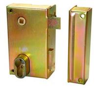 Serrure pour grille et portail Vachette réf 187 verticale à fouillot acier vernie G