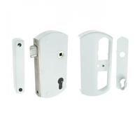 Serrure pour portail bois/PVC/alu - à pêne demi-tour - Modulox - blanc TIRARD