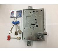 Serrure pour porte blindée SECUREMME double carte série 25 cœurs SECURMAP anti-manipulation entrée clé et poignée 63 mm droite à pousser entraxe 28 mm