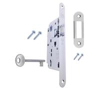 Serrure pour porte d'intérieur AGB Série CENTRO. Entrata 50, Interaxe 90. (Face 18x196, SCROCCO CHIAVE, NICHELÉ Brillant)