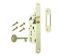 Serrure pour porte d'intérieur AGB Série CENTRO. Entrata 50, Interaxe 90. (Face 22x196, SCROCCO CHIAVE, LAITON Poli)