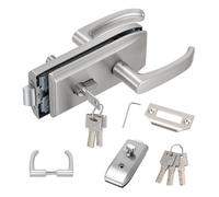 Serrure pour porte en verre à double poignée, 3 clés, 8-12 mm, réversible | Ferrure pour porte vitrée : plaque en inox 304, cylindre en laiton, bouton intérieur, fonctionnement sans piles ni câblage