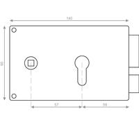 Serrure monopoint en applique cylindre européen horizontal fouillot droite doré - HERACLES - MX-8837-01
