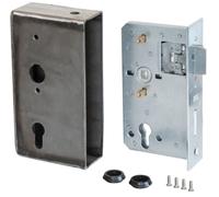 Alberts 412050 Boîtier de serrure | avec serrure galvanisée | acier | cote axe 65 mm | 190 x 100 x 50 mm