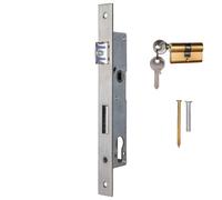 ATTAS Serrure à larder avec cylindre profilé pour portails rotatifs - Distance au canon : 20 mm - Pour porte de jardin - Serrure tubulaire - Convient pour les profilés de cadre