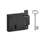 Serrure Thirard horizontale en applique droite axe 50mm 85x76mm noir 1 clé