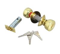 Serrure tubulaire N2 cylindre longueur 80mm bouton standard laiton poli + 3 clés - - 19100000