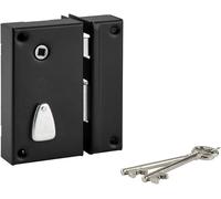 Serrure Verticale En Applique 6 Gorges À Fouillot Pour Entrée - Droite - Axe 45 Mm - Carré 7 Mm - 75 X 130 Mm - Noir - 2 Clés - Coffre Et Gâche Acier Cambré - Mécanisme À 6 Gorges