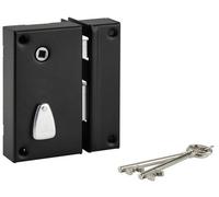 THIRARD - Serrure Verticale En Applique 6 Gorges - Fouillot - Pour Entrée Gauche - Axe 45 mm - Carré 7 mm - 75 x 130 mm - Noir - 2 Clés Incluses - Coffre Et Gâche Acier Cambré