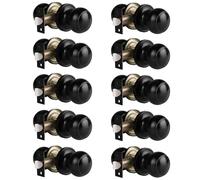 Serrures de porte de passage noires boule plate Gobrico, boutons de porte de couloir et de placard sans cl , lot de 10, poign es de serrure de