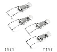 Serrures de portes Serrure à moraillon Loquet à bascule à ressort en acier inoxydable, ton argent, 11,85 x 3,2 x 1,4 cm, lot de 4