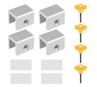 Serrures Fenêtre Coulissantes, 2/4 Ensembles de Bloque Porte Coulissante, Verrou Baie Coulissante Réglable en Acier Inoxydable, avec Clés et Entretoise Antidérapante pour Fenêtres Haut et Bas