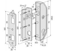 Serrures verticale à fouillot à cylindre européen pour portail cadre 30 mm finition noir RAL 9005