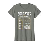 Serrurier Tarif Horaire - Humoristique Serrurier T-Shirt, Femme, Vert Kaki chiné, XL
