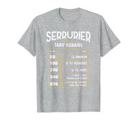 Serrurier Tarif Horaire - Humoristique Serrurier T-Shirt, Homme, Gris Chiné, L