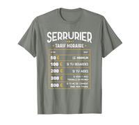 Serrurier Tarif Horaire - Humoristique Serrurier T-Shirt, Homme, Vert Kaki chiné, L