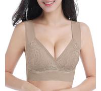 SERSARY Soutien Gorge sans Armature Femme - Soutiens-Gorge Classiques Minimiseur - T-Shirt Brassiere Push Up Rembourré Forte Poitrine - Comfit Brassiere Emboitant en Dentelle,Blanc.,S