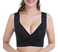 SERSARY Soutien Gorge sans Armature Femme - Soutiens-Gorge Classiques Minimiseur - T-Shirt Brassiere Push Up Rembourré Forte Poitrine - Comfit Brassiere Emboitant en Dentelle,Noir,XL