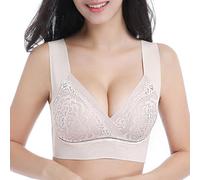 SERSARY Soutien Gorge sans Armature Femme - Soutiens-Gorge Classiques Minimiseur - T-Shirt Brassiere Push Up Rembourré Forte Poitrine - Comfit Brassiere Emboitant en Dentelle,Bleu,L