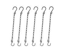 Sersberg Lot de 6 chaînes pour plantes suspendues, chaîne de suspension noire de 27,9 cm, petit panier suspendu avec crochets pour mangeoire à oiseaux, extension de panier suspendu, carillon éolien