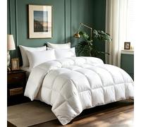 Serta Couette Luxueuse en Plumes et Duvet d'oie pour lit Simple, 100 | Housse 100 % coton, couette hypoallergénique de qualité hôtelière, chaleur légère, 172,7 x 228,6 cm, blanc