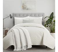 Serta Pinsonic Parure de lit en Polyester, Ivoire, lit Double/Grand lit