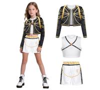 SERTAS Kpo-p Costume de démon doré pour filles Ru-mi Zoey Mira - Costume d'Halloween de chasseur d'anime pour fille - Uniforme de costumade