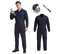 SERTAS Michael Costume pour adulte, combinaison bleue avec masque | Comprend une combinaison, un masque en latex et un accessoire pour les événements de cosplay, les carnavals