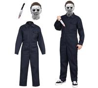 SERTAS Michael Costume pour adulte, combinaison bleue avec masque | Comprend une combinaison, un masque en latex et un accessoire pour les événements de cosplay, les carnavals