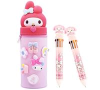 SERTAS Trousse à crayons avec fermeture éclair et 2 stylos - Pour fille - En silicone souple - Pour fille - Trousse de bureau - Rocker, Rose, Kuromi, Organiseur de valise