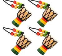 Sertay 4 Pièces Mini Tambours Africains, Colliers Instruments Djembé Tambour, Pendentif Tambour Africain Bois, Adaptés aux Artistes, Mélomanes ou Amateurs de Percussions (Madera tricolor)