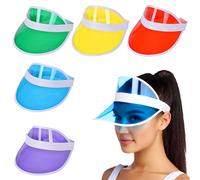 Sertay 5 Pièces Chapeaux Visière Néon, Visière Solaire Années 80, Pare Soleil Néon Rétro, Chapeaux Soleil Transparent Golf, Visor Retro Sun Hat, Adapté pour Le Cyclisme, la Course, L'alpinisme, Golf