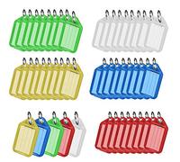 Sertay Porte-clés en Plastique, 50 Pièces Étiquette de Porte-clés, Étiquette Interchangeable, Avec Anneau Fendu, Pour ÉÉtiquette de Bagage D'identité(5 Couleurs 10 Pièces Chacune)