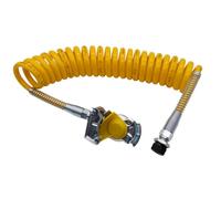 SERTPLAS Bobine d'air/hélice à air comprimé/tuyau hélicoïdal jaune + tête d'embrayage avec valve M22 x 1,5, spirale d'air pour alimentation en air pour maillon de traction