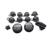 SERTPLAS Defender Lot de 12 phares LED fumés td4 - td5, Deluxe Upgrade Set avec Halo et certificat E pour 1990-2016 90/110 Lentille fumée