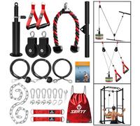 SERTT Weight Cable Pulley System Gym, Upgraded Cable Pulley Attachments for Gym LAT Pull Down, Biceps Curl, Tricep, Arm Workouts - Weight Pulley System Home Gym Add on Equipment (Red)