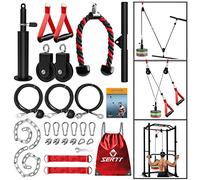 SERTT Weight Cable Pulley System Gym, Upgraded Cable Pulley Attachments for Gym LAT Pull Down, Biceps Curl, Tricep, Arm Workouts - Weight Pulley System Home Gym Add on Equipment (Red)