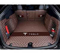 SERTUV Voiture Cuir Tapis De Coffre, pour Tesla Model Y 2021 2022 2023 Car Entièrement Entouré Personnalisation Trunk Mat Protecteur Accessoires,Coffeestyle -1Set