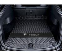 SERTUV Voiture Cuir Tapis De Coffre, pour Tesla Model Y 2021 2022 2023 Car Entièrement Entouré Personnalisation Trunk Mat Protecteur Accessoires,BlackBeige-Bottom