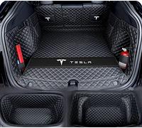 SERTUV Voiture Cuir Tapis De Coffre, pour Tesla Model Y 2021 2022 2023 Car Entièrement Entouré Personnalisation Trunk Mat Protecteur Accessoires,Blackstyle-3PCS